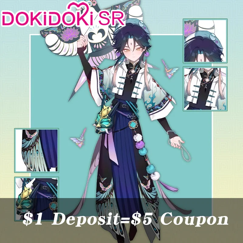 $1 Deposit =$5 Coupon DokiDoki-SR Game Genshin Impact Cosplay Xiao Costume Springtime Doujin