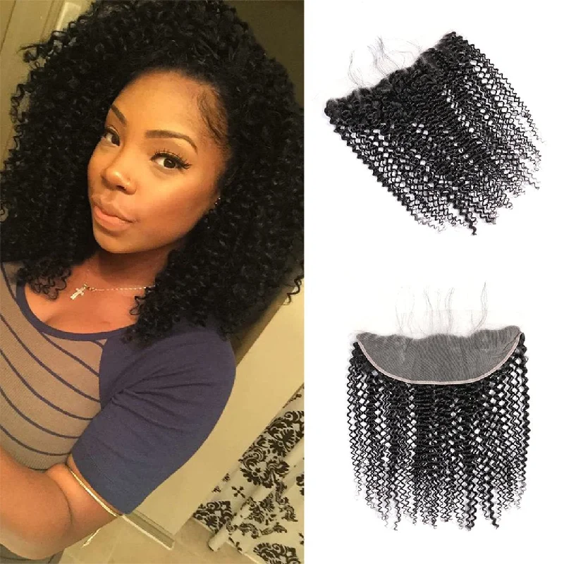 Kinky Curly 13x4 Lace Frontal Human Virgin Hair Skin Melt -OQHAIR