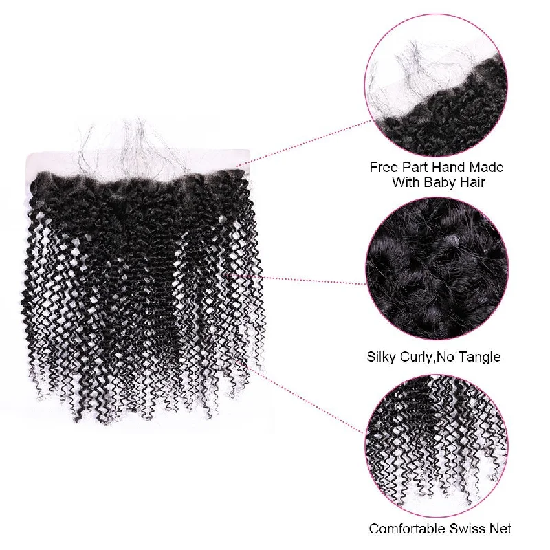 Kinky Curly 13x4 Lace Frontal Human Virgin Hair Skin Melt -OQHAIR