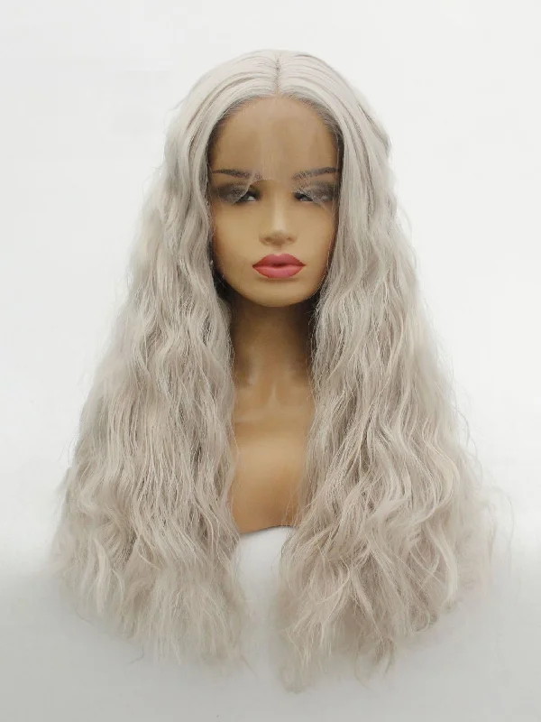 26"" Gray Wavy Lace Front Wig 479