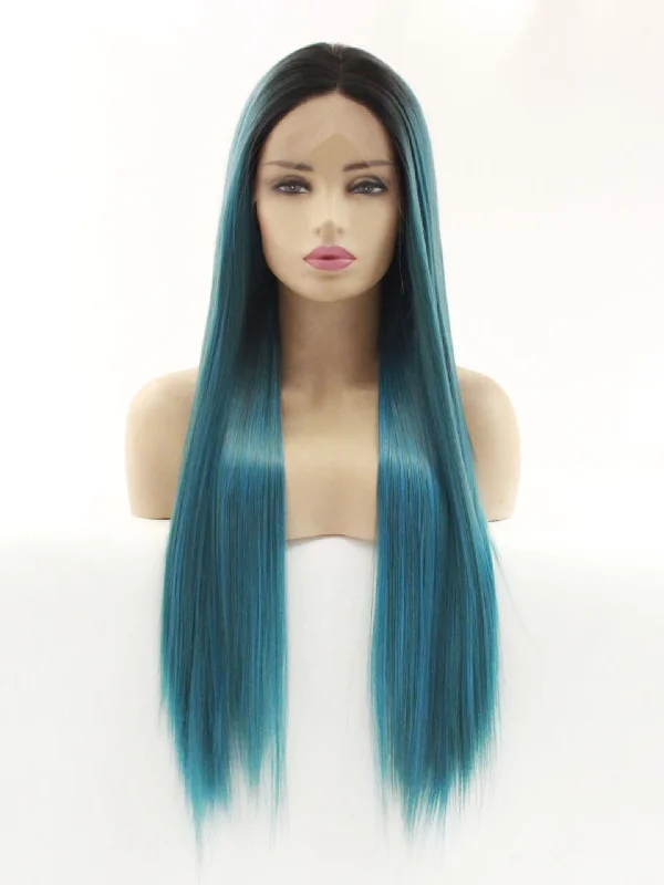 26""  Mixed Blue Lace Front Wig 503