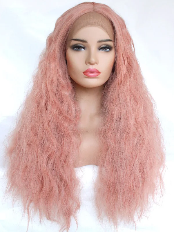 26"" Smoky Pink Wavy Lace Front Wig 471