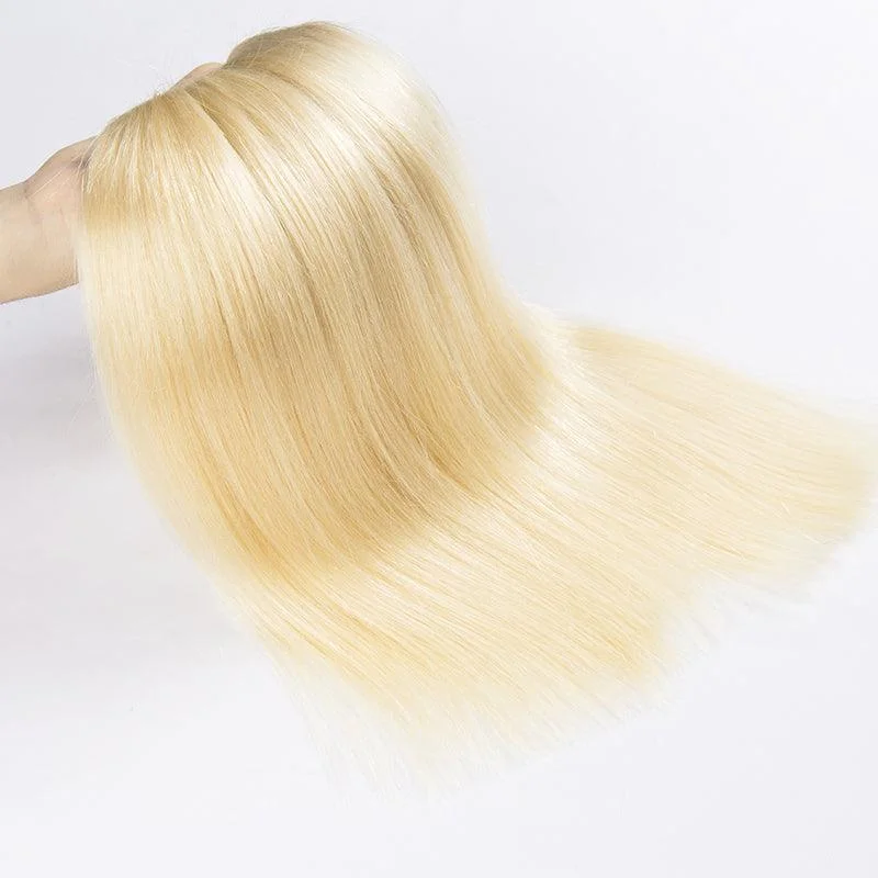 #613 Blonde Straight Virgin Human Hair Bundle Deal With Closure Frontal