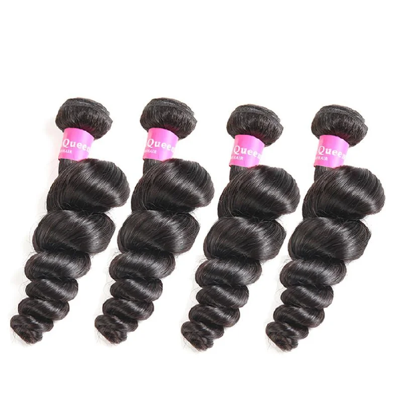 4 Bundles Loose Wave Human Virgin Hair Natural Black -OQHAIR