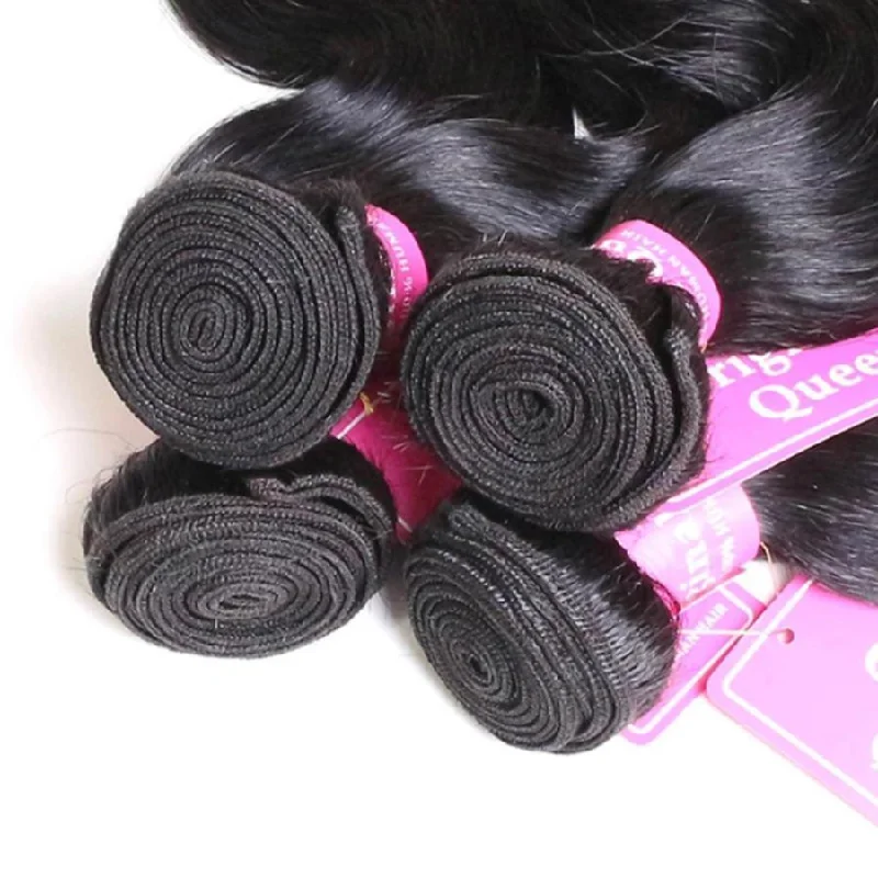 4 Bundles Loose Wave Human Virgin Hair Natural Black -OQHAIR