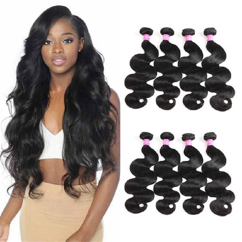 4 Bundles Body Wave Human Virgin Hair Natural Black -OQHAIR