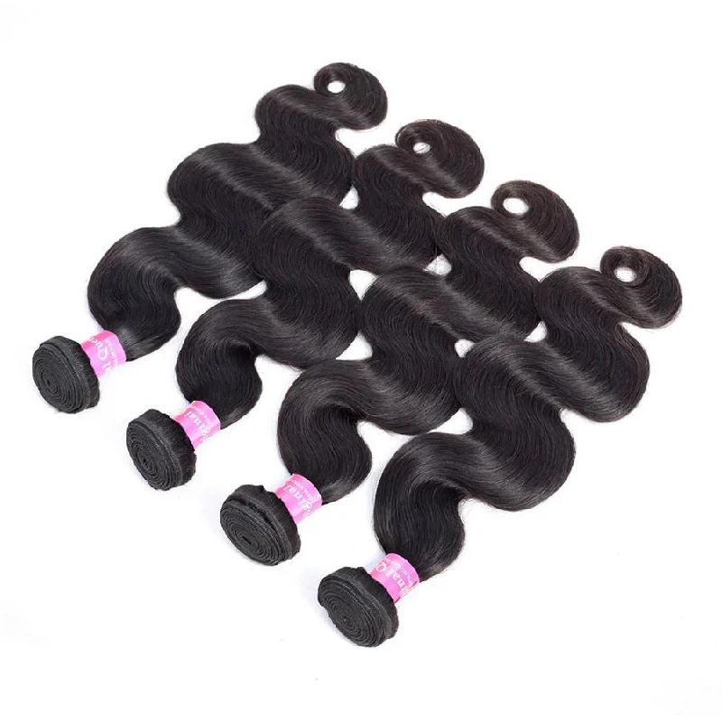 4 Bundles Body Wave Human Virgin Hair Natural Black -OQHAIR