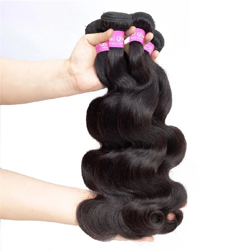 4 Bundles Body Wave Human Virgin Hair Natural Black -OQHAIR