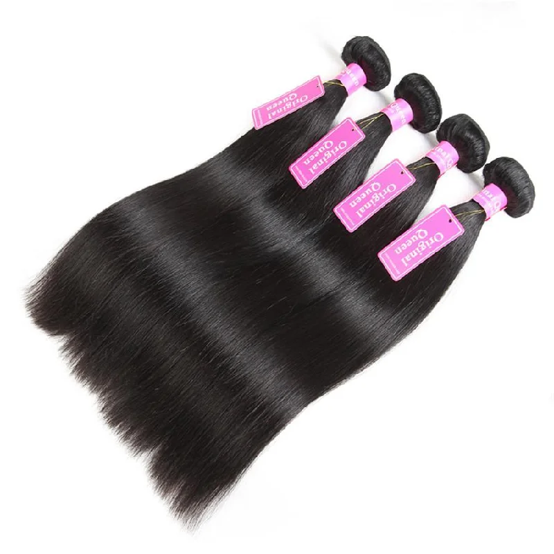 4 Bundles Straight Human Virgin Hair Natural Black -OQHAIR