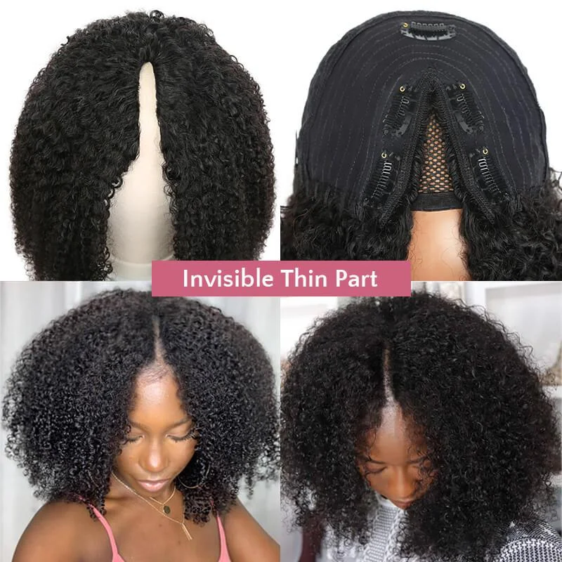 Brazilian Curly Wave V Part Wig Human Hair 250% Density