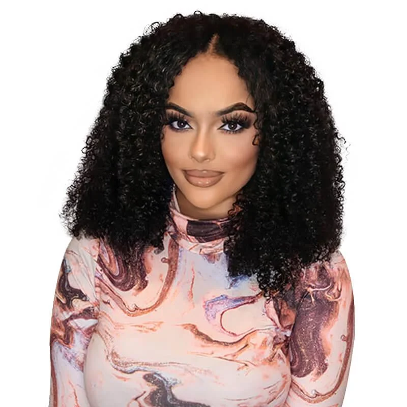 Brazilian Curly Wave V Part Wig Human Hair 250% Density