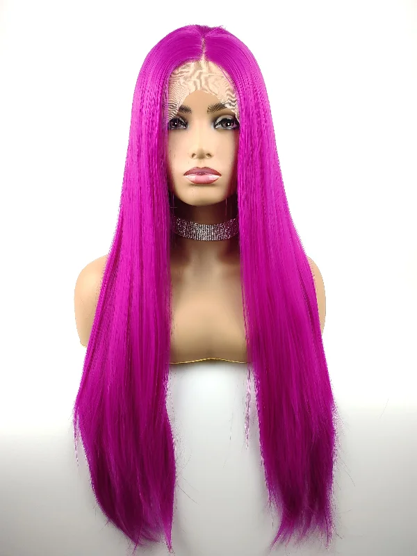 26"" Bright Violet Lace Front Wig 587