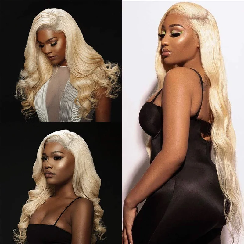 Body Wave 613 Blonde Color Bundles with 13x4 Lace Frontal Human Virgin Hair Pack -OQHAIR