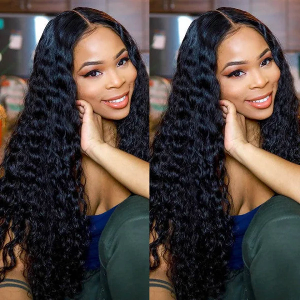 Deep Wave Human Hair HD Lace Front Wigs Natural Look Brazilian Deep Curly 13x4 13x6 Virgin Hair Frontal Wig