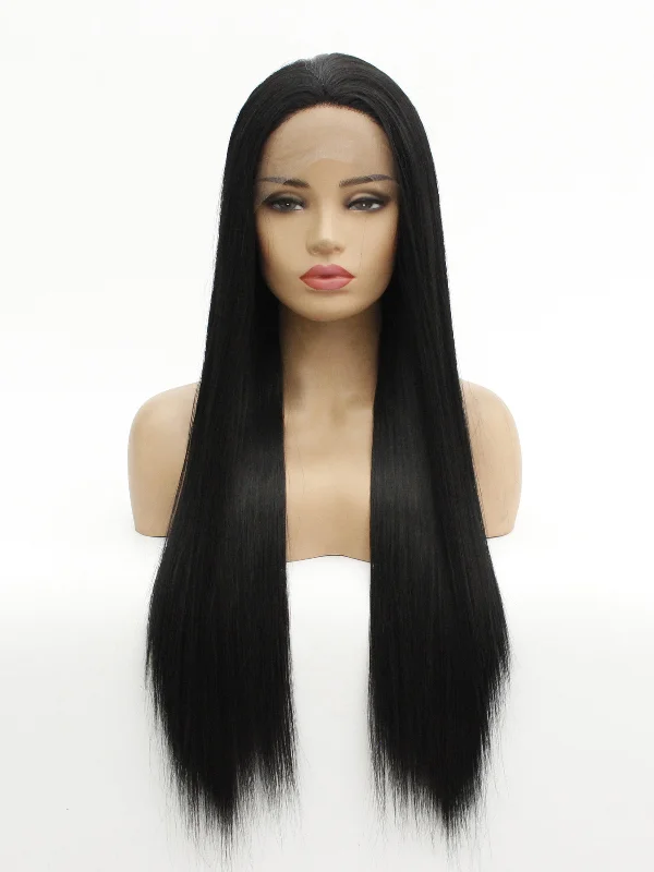 26"" Classic Black Lace Front Wig 095