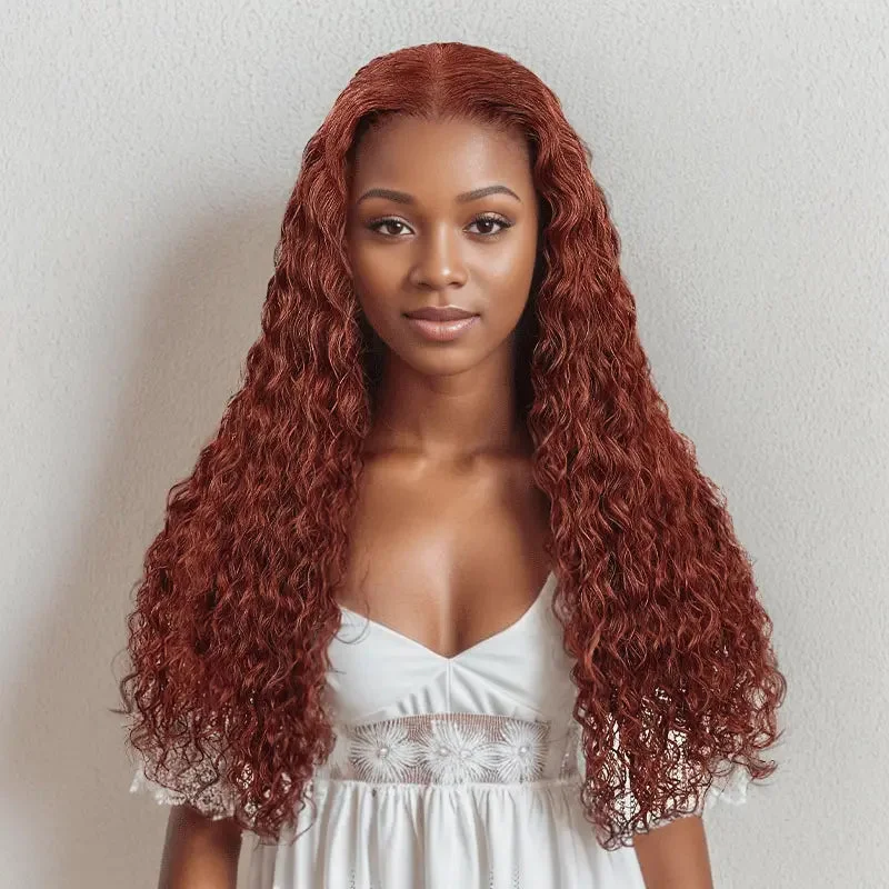 7x5 Glueless Hottest Reddish Brown Colored Wig Micro Knots Curly Human Hair