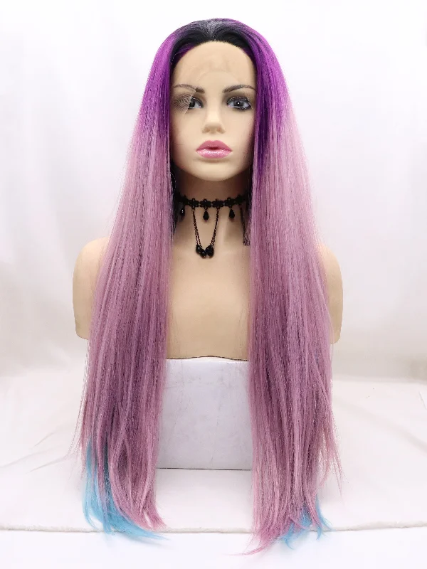 Gradient Purple&Blue Lace Front Wig 647