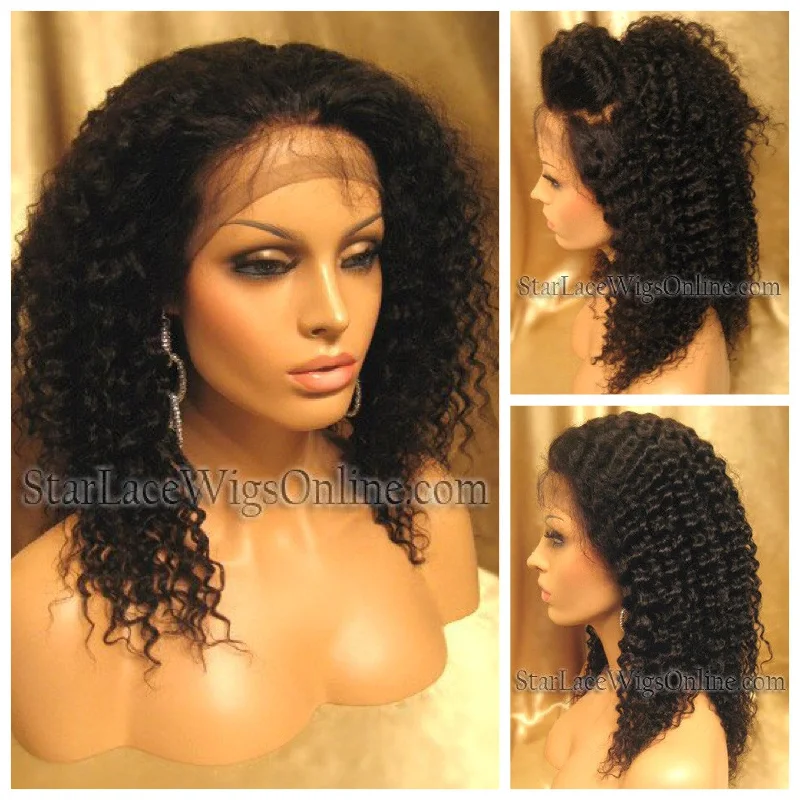 Kinky Curly Indian Remy Lace Front Wig - Stock - Michelle