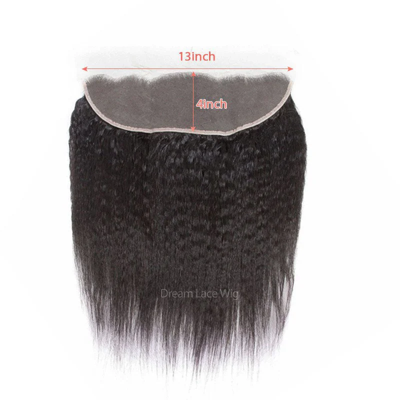 Kinky Straight Hair Bundles with Transparent Lace HD Lace 13x4 Lace Frontal