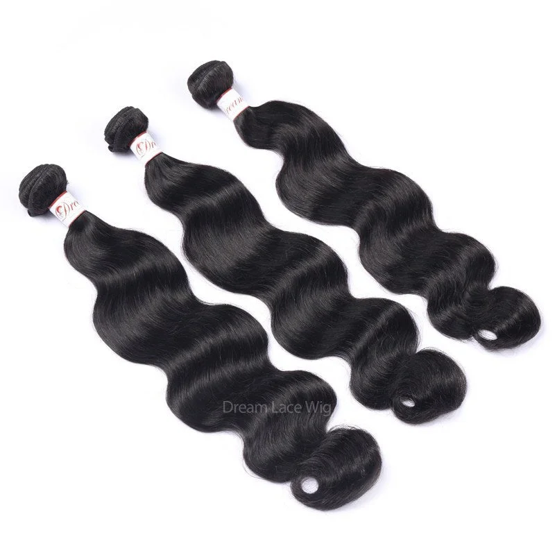 Natural Color Body Wave Hair Bundles with Transparent Lace HD Lace 13x4 Lace Frontal