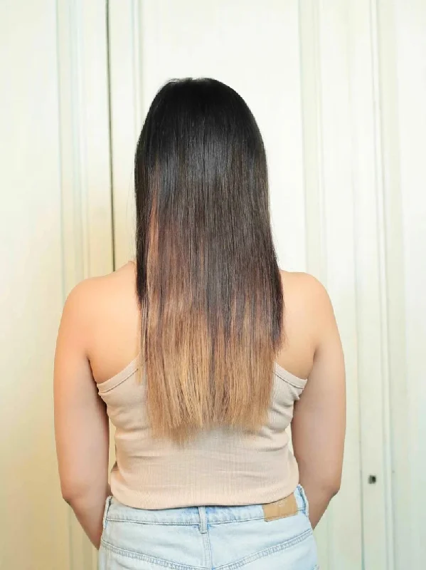 Seven Set Clip in Extensions - Caramel Brown Ombre (Straight Texture)