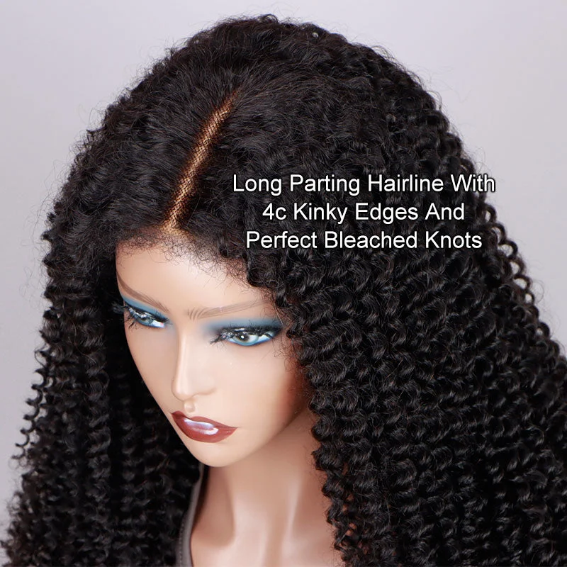 Soul Lady 4c Edge Kinky Curly Hair Ready To Go Glueless Wig 6x4 Pre Cut Lace Wig 100% Human Hair