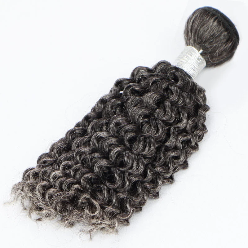 Salt And Pepper Curly Human Hair Bundles 1/2/3/4 Pcs/Lot Deal Natural Grey Hair Extensions