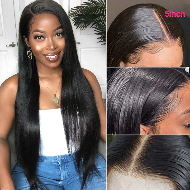 HD Lace Wigs 5x5 Lace Closure Wigs Straight Human Hair Preplucked Wigs with Baby Hair