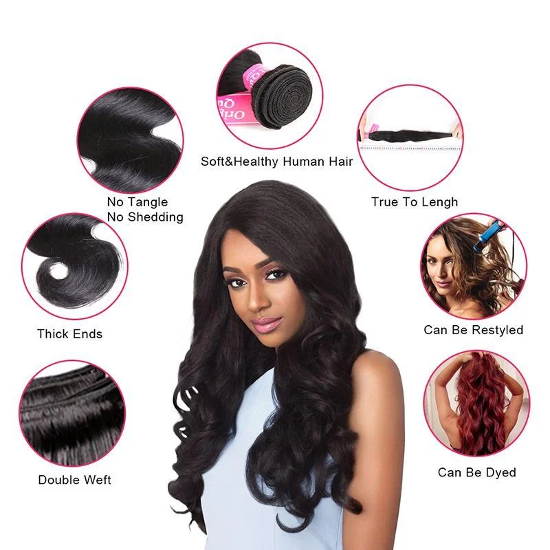 3 Bundles Body Wave Unprocessed Human Virgin Hair -OQHAIR