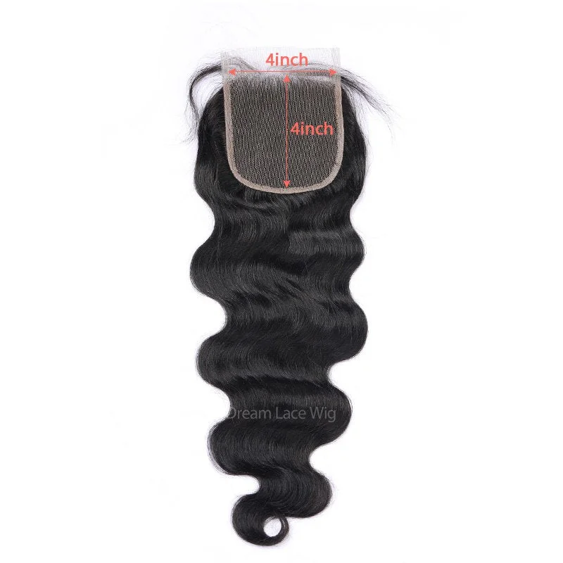 Transparent Lace HD Lace Natural Color Body Wave Hair Bundles with 4x4 Lace Closure