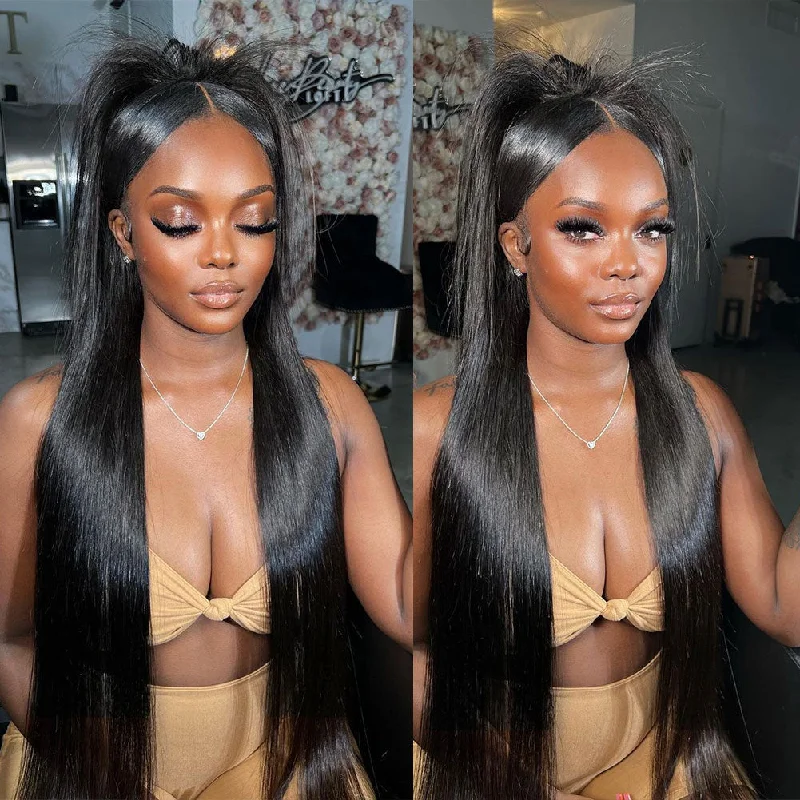 2x6 Closure with Bundles Silky Straight Swiss Lace Human Hair Closure Wig