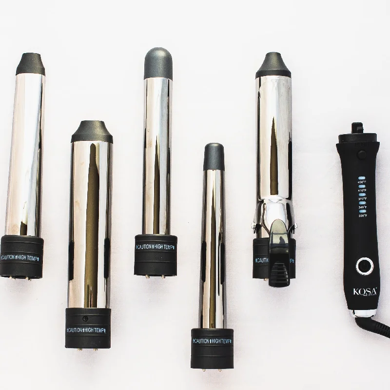 The 5-in-1 Interchangeable Titanium Curling Iron Set-Only at YUMMY EXTENSIONS