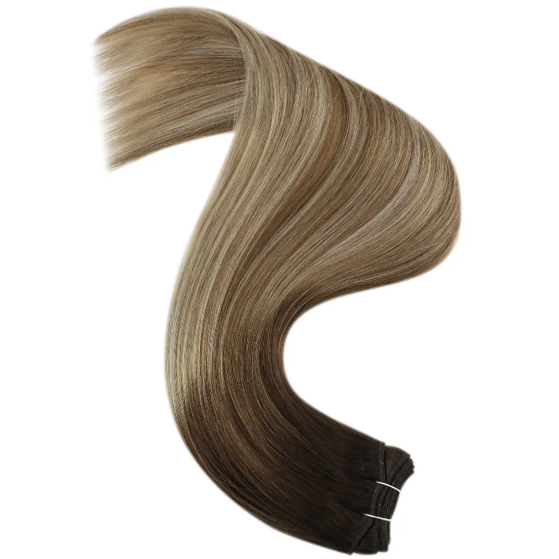 Weft Hair Extensions Sew in Hair Bundles Balyage Hair #4/14/60