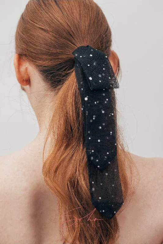 Traditional Korean Style dotty Ribbon Ponytail Holder