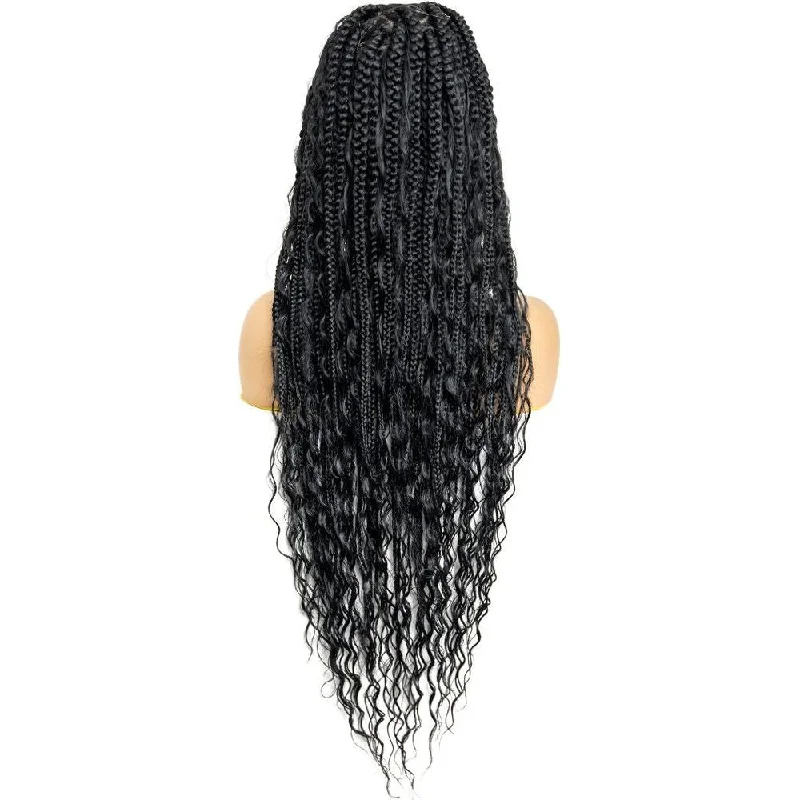 B & B Knotless Synthetic 100% Full HD Lace Wig - Triangle Bohemian Box Braid 32""