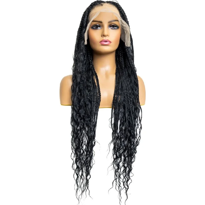 B & B Knotless Synthetic 100% Full HD Lace Wig - Triangle Bohemian Box Braid 32""