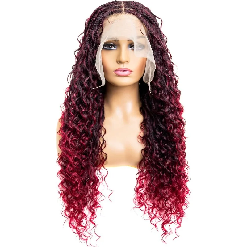 B & B Knotless Synthetic Full Lace Braided Wig - Micro Deep Wave 24""