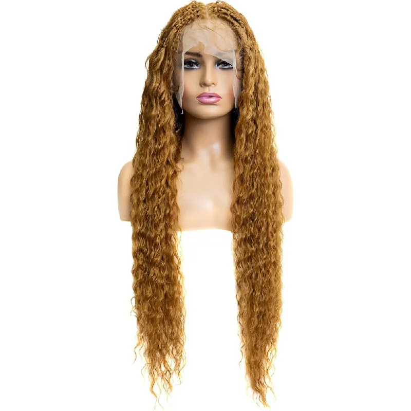 B & B Knotless Synthetic Full Lace Braided Wig - Micro Peruvian Wave 32""