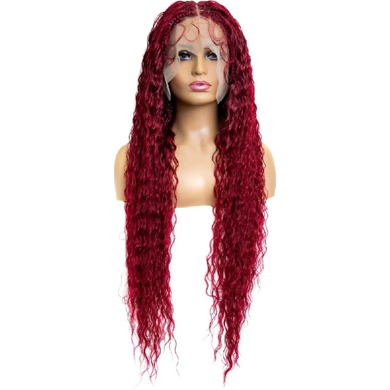 B & B Knotless Synthetic Full Lace Braided Wig - Micro Peruvian Wave 32""