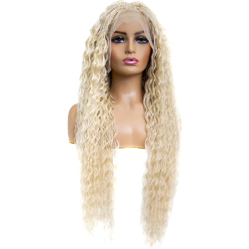 B & B Knotless Synthetic Full Lace Braided Wig - Micro Peruvian Wave 32""