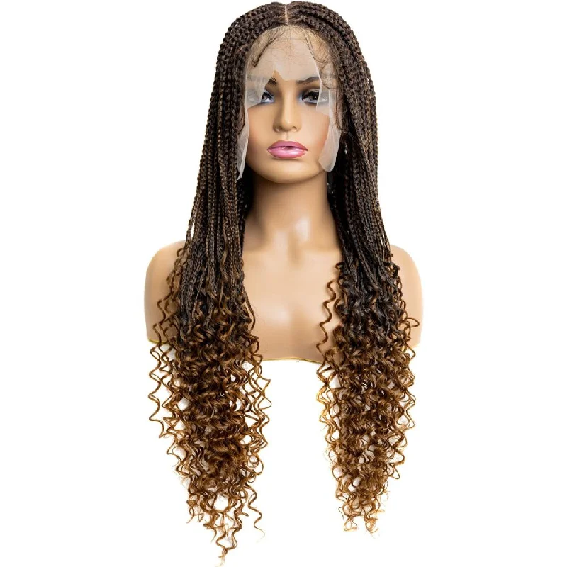 B&B Knotless Synthetic Full Lace Braided Wig - Micro Spring Curl 24""