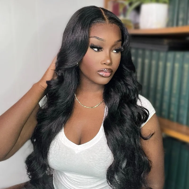 Natural Color Body Wave Pre-Cut Glueless Wig Lace Front Wigs Classic Style