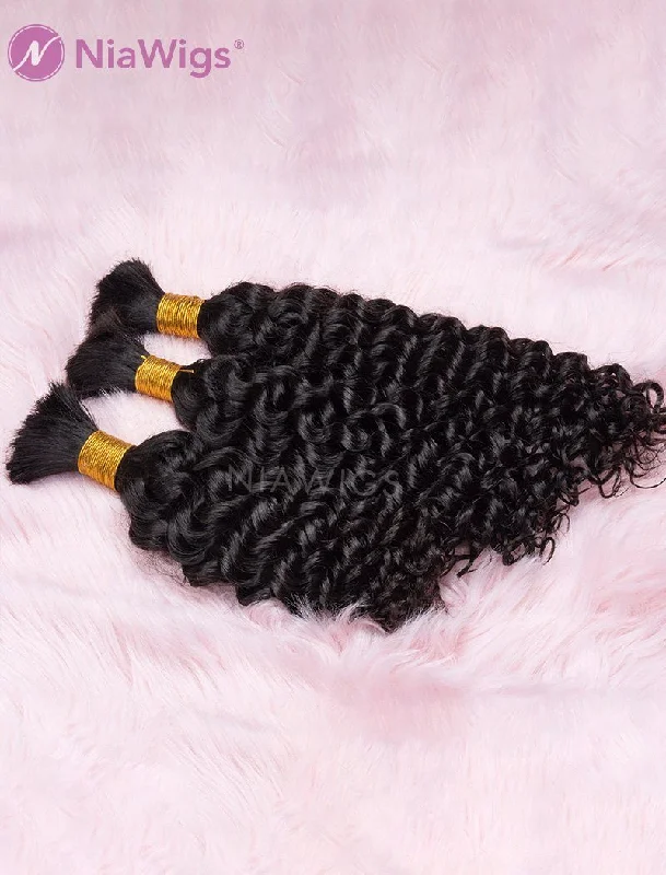 Bulk Hair Extension For Braiding Without Attachment Curly(WITH ONE FREE PULLING NEEDLE)