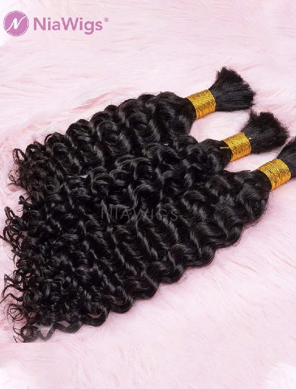 Bulk Hair Extension For Braiding Without Attachment Curly(WITH ONE FREE PULLING NEEDLE)