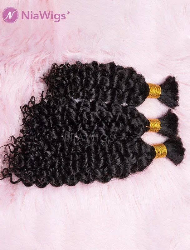 Bulk Hair Extension For Braiding Without Attachment Curly(WITH ONE FREE PULLING NEEDLE)