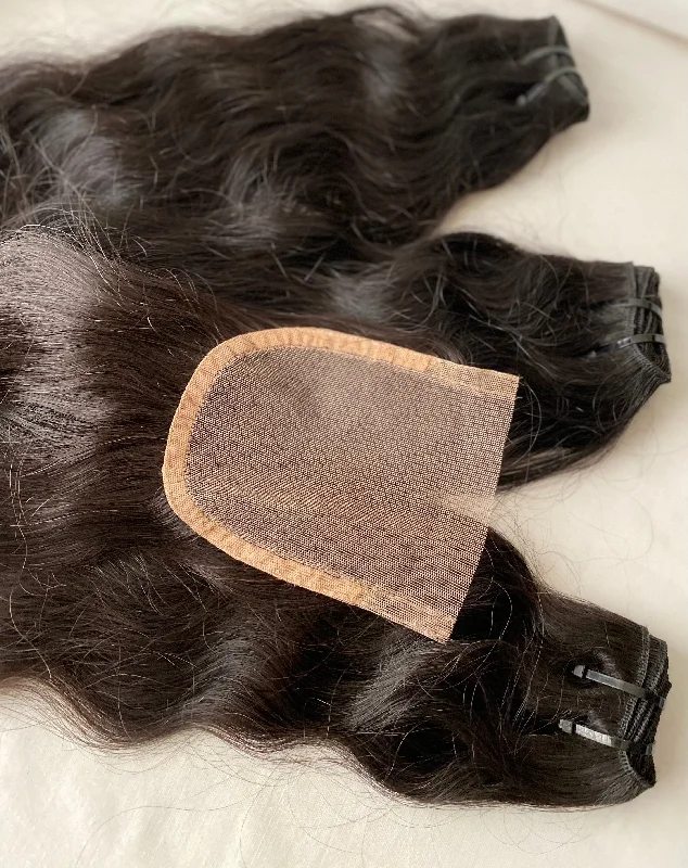 Bundle Deal on Raw Virgin Temple Natural Hair Weft and Closure