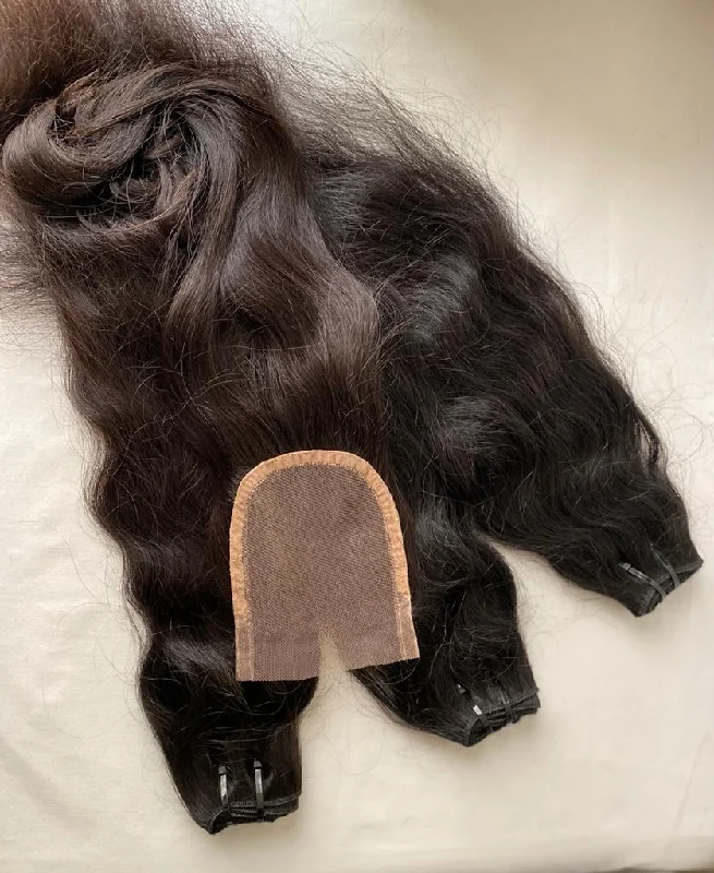 Bundle Deal on Raw Virgin Temple Natural Hair Weft and Closure