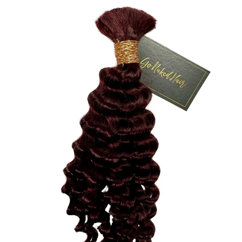 Burgundy Deep Wave Bulk Hair