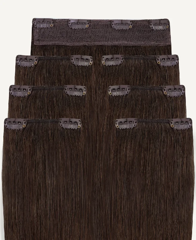 clip-in hair extensions #4 medium brown.