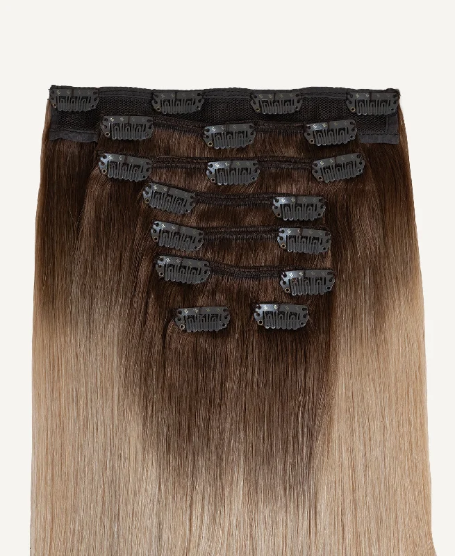 clip-in hair extensions #6r12 dirty blonde rootmelt.